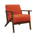 Modern Home Furniture 1Pc Accent Chair Cushion Seat Back Orange Upholstery Solid Wood Frame Orange Primary Living Space Contemporary,Mid Century Modern,Modern,Transitional Rubberwood Solid Wood