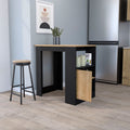 Arial Kitchen Island In Melamine With A Door And Open Storage, Black Natural Oak Multicolor Kitchen Modern Rectangular Stationary Kitchen Islands Particle Board Melamine Small Less Than 40In