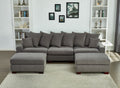 Modular Sectional Sofa,5 Seater Oversized Convertible L & U Shaped Couch, Corduroy Fabric Grey Wood Fabric 5 Seat