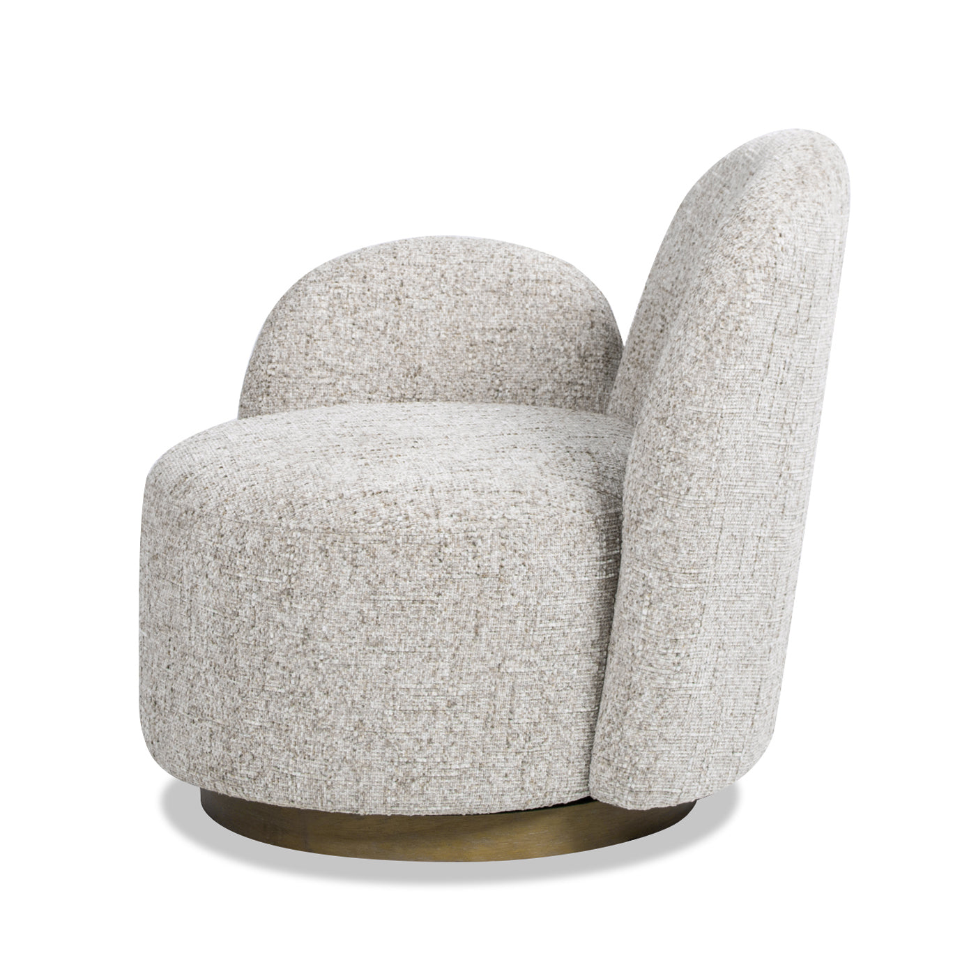 Duo 31.5" Laf One Arm Swivel Accent Chair, Multi Greige Beige Chenille Beige Foam Chenille