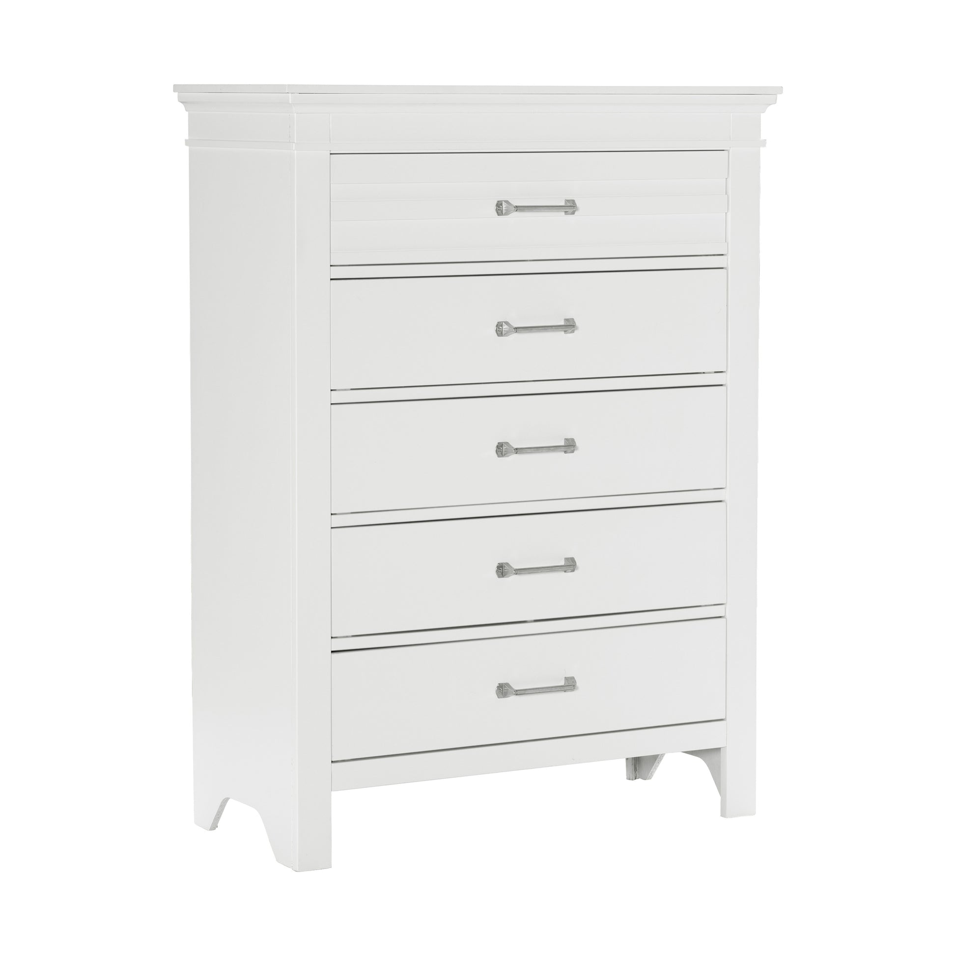 5 Drawers White Finish Chest Transitional Style Wooden Bedroom Furniture 1Pc White Bedroom Transitional Wood