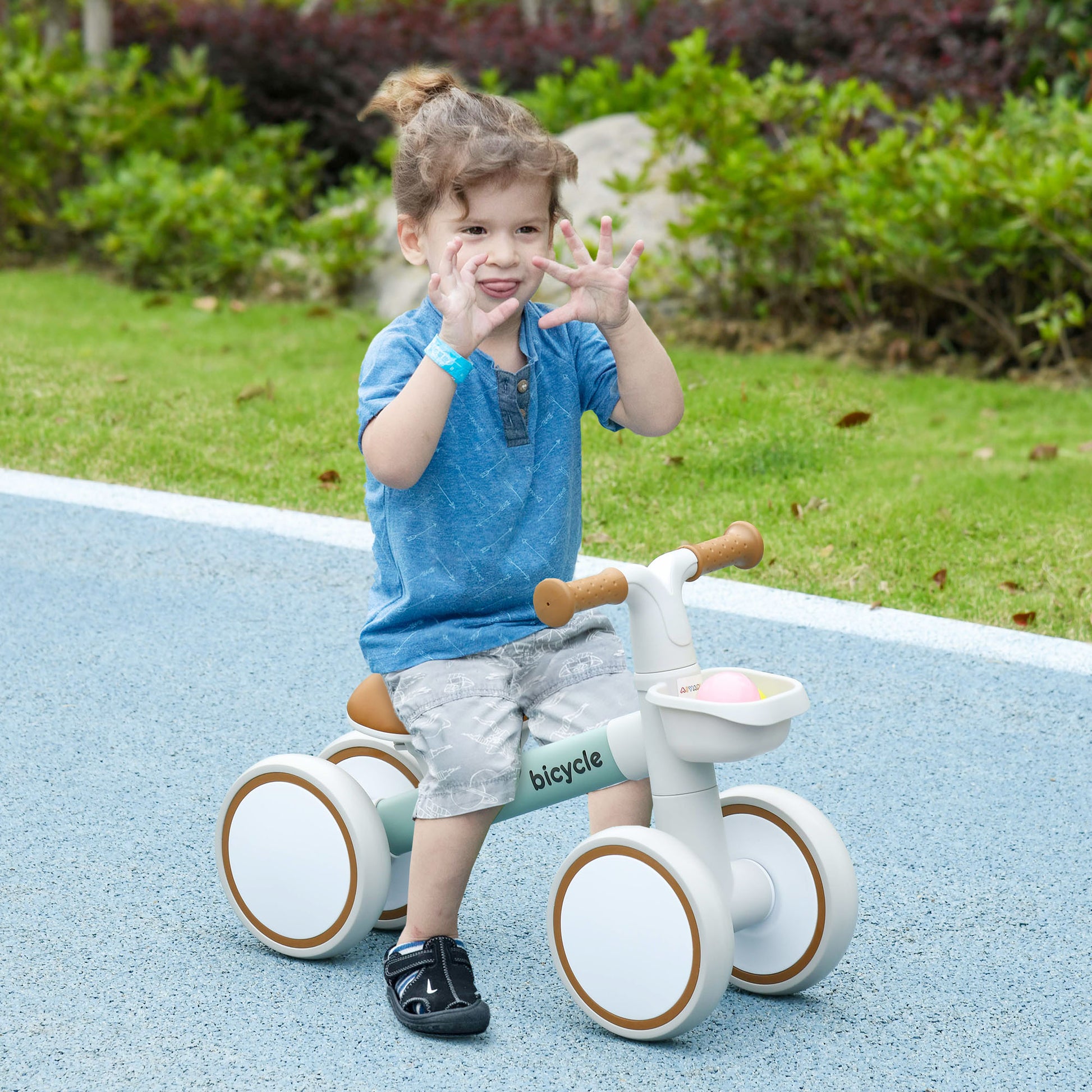 Qaba Balance Bike For Toddlers 1 3 Years, Baby Balance Bike With Adjustable Seat, Silent Wheels, No Pedal Bike For Boys And Girls, Green Green Aluminum