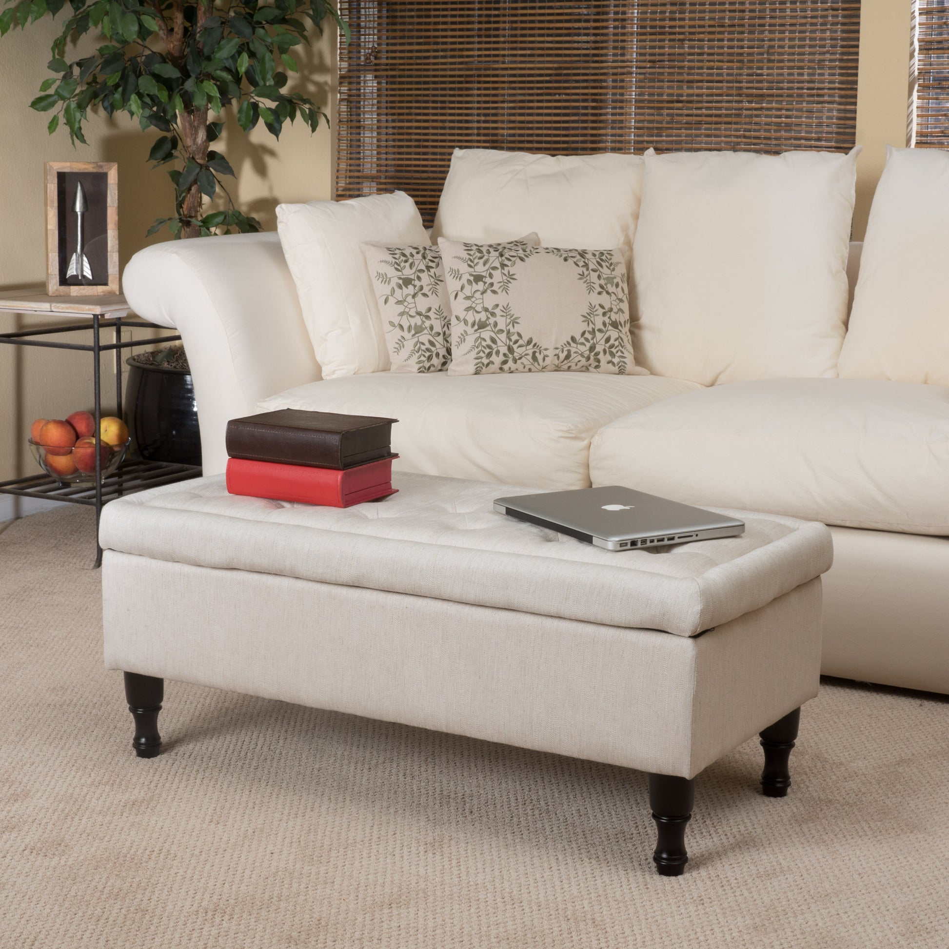 Hyatt Storage Ottoman Linen Fabric