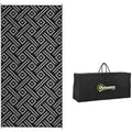 Outsunny Reversible Outdoor Rug, 9' X 18' Waterproof Plastic Straw Floor Mat, Portable Rv Camping Carpet With Carry Bag, Large Floor Mat For Backyard, Deck, Picnic, Beach, Black & Gray Geometric Multicolor Polypropylene