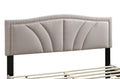 Modern Vintage 1Pc Queen Size Bed Light Brown Burlap Fabric Trim Accents Headboard Bedframe Box Spring Not Required Queen Light Brown Wood Bedroom Contemporary,Modern Bed Frame Burlap