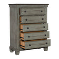 Transitional Rustic Style Coffee And Antique Gray 5 Drawer Chest 1Pc Flat Knobs Classic Bedroom Furniture Antique Gray,Coffee Wood