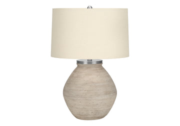 Lighting, 25"H, Table Lamp, Cream Concrete, Beige Shade, Contemporary Cream Concrete