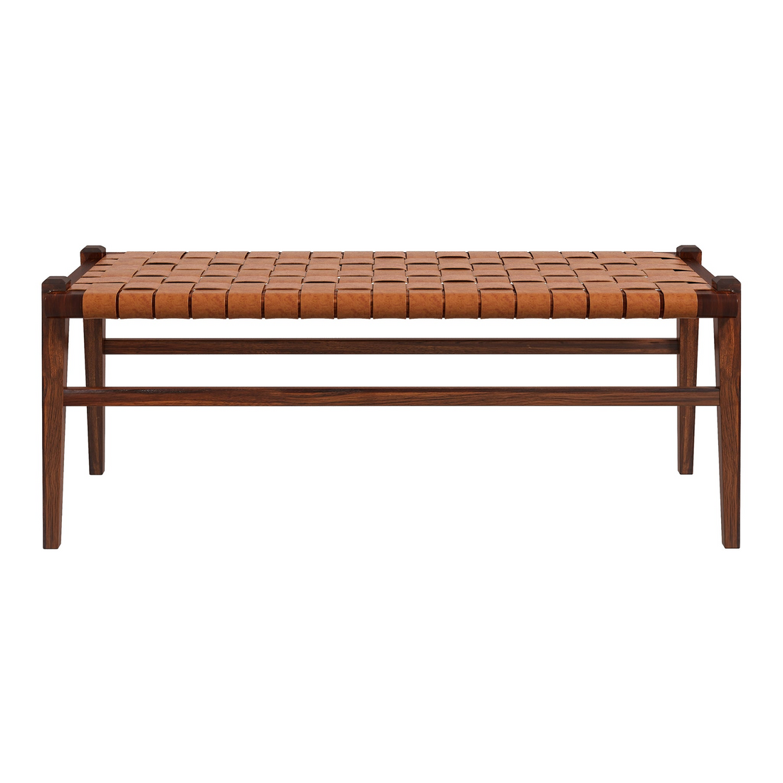 Cody Tan Leather Bench Brown,Tan Brown Genuine Leather Mid Century Modern Genuine Leather,Solid Wood