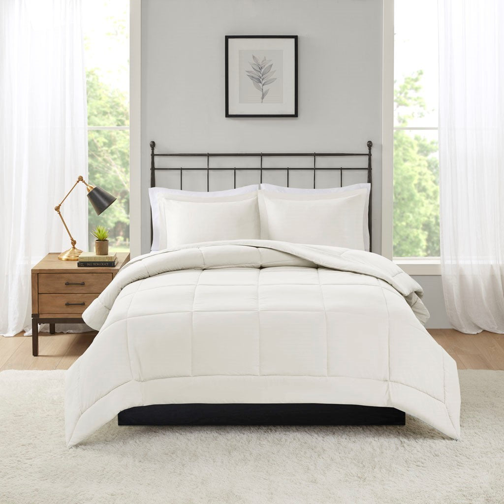 Microcell Down Alternative Comforter Mini Set King Ivory Microfiber