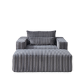 75 Inch Corduroy Sponge Sofa Lounge Chair With Removable Footrest,No Assembly Required,Fluffy Modern Sleeper Chair For Indoor Living Room Bedroom Grey Foam Corduroy 1 Seat