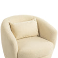 Upholstered Swivel Barrel Armchair With Storage Modern Living Room Side Chair For Bedroom Office Reading Spaces Teddy Fabric Beige Beige Foam Upholstered