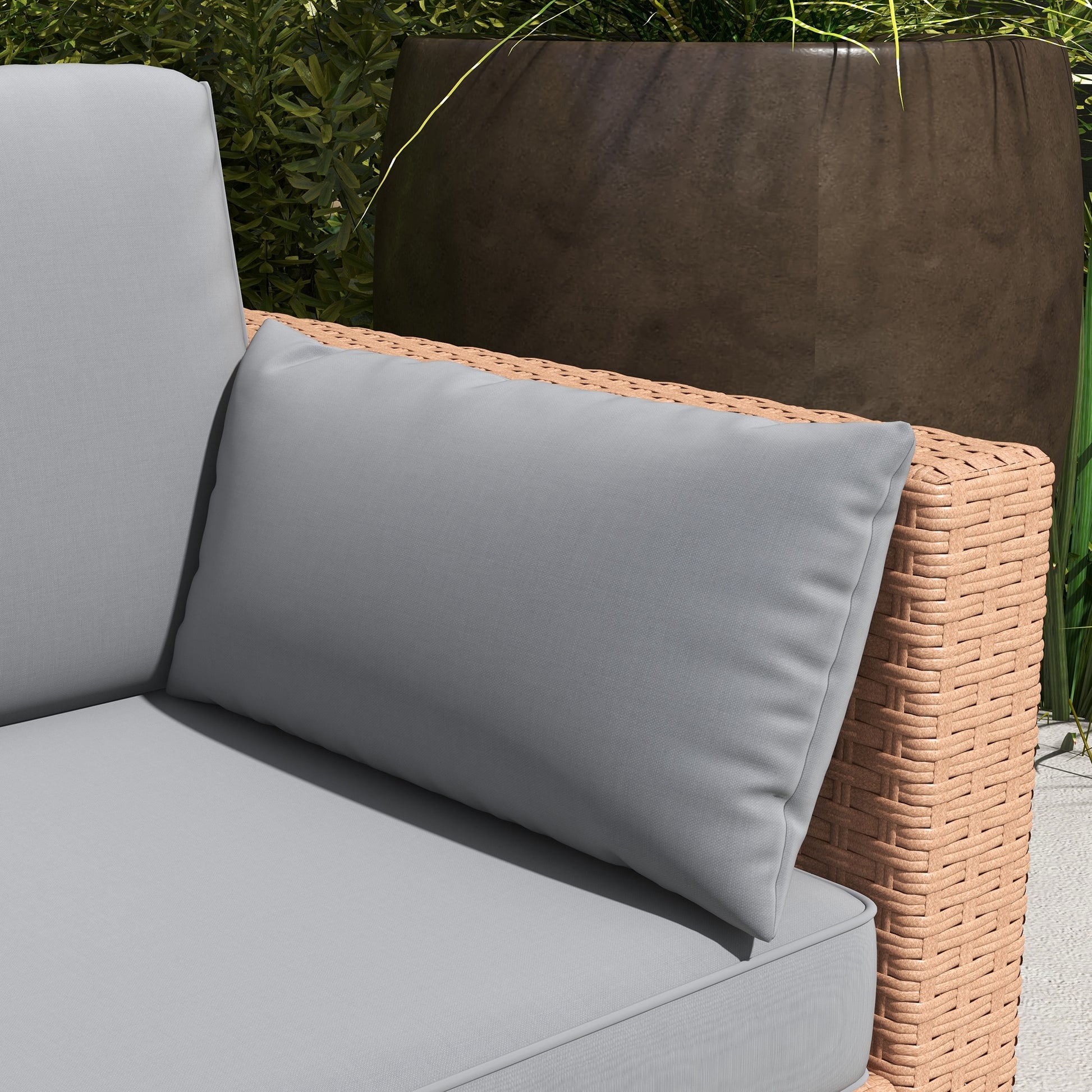 Outsunny Wicker Patio Couch, Pe Rattan 3 Seat Sofa, Outdoor Furniture With Deep Seating, Cushions, Steel Frame, Sand Brown Steel