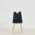 Golden Leg And Black Seat Chair,Set Of 4,Dining Chair,Coffee Chair Gold Black Metal