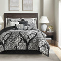 7 Piece Cotton Printed Comforter Set Black Queen Queen Black Polyester