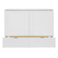 Full Size Murphy Bed With Drawer And A Set Of Sockets & Usb Ports, Pulley Structure Design, White Full White Plywood
