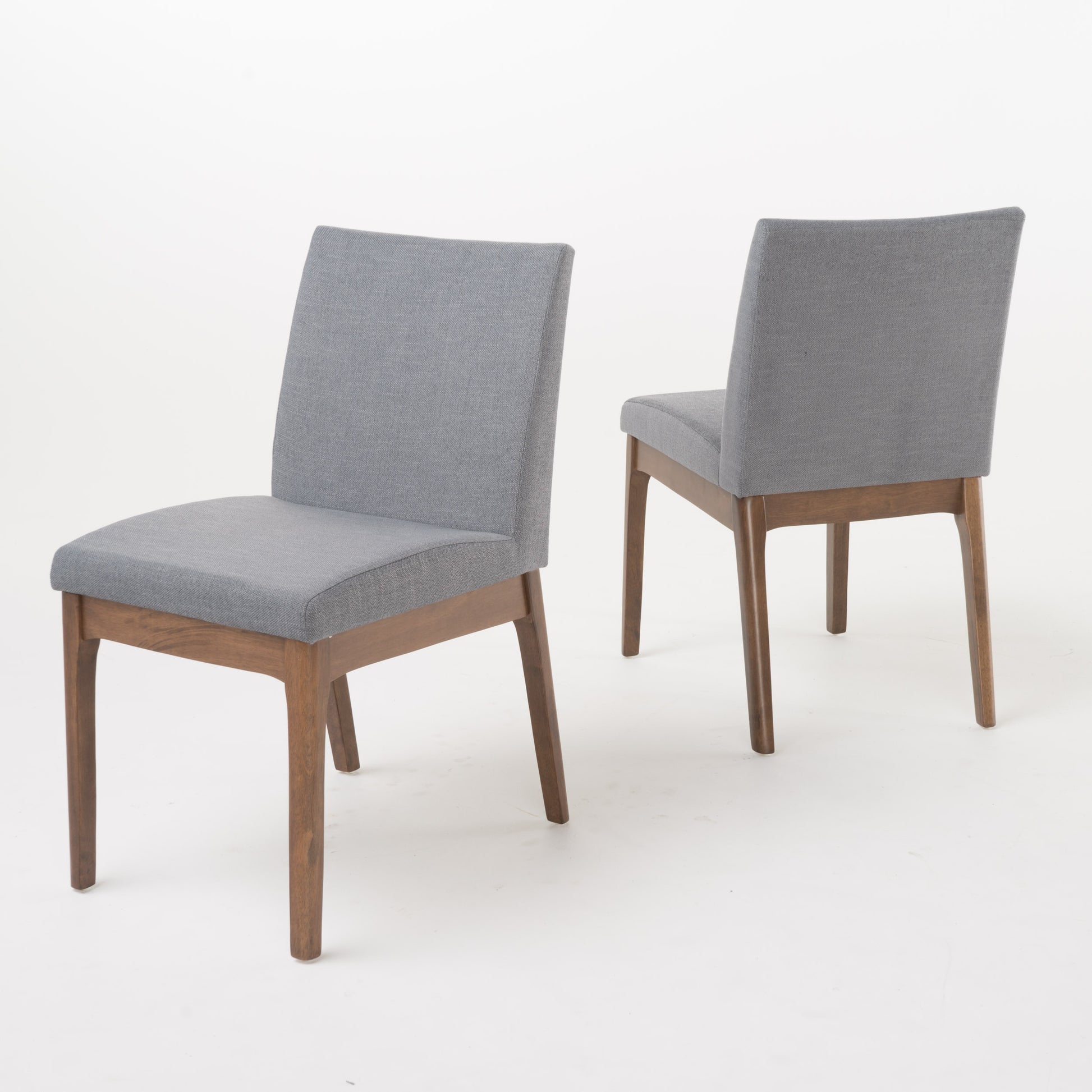 Dining Chair Set Of 2 Dark Grey Fabric