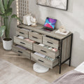 Wood Dresser With 7 Drawers, Wooden Storage Closet For Bedroom, Solid Clothes Cabinet With Sturdy Steel Frame, 48.58