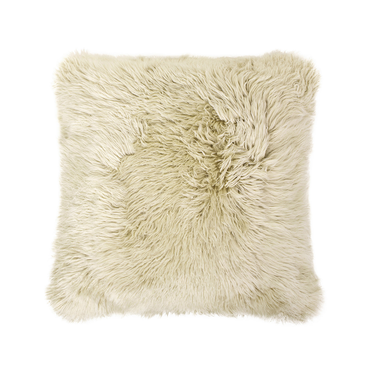 Astrid 20" Square Accent Throw Pillow Cover With Feather Insert, Taupe Beige Genuine Fur Taupe Natural Down Filling Fur