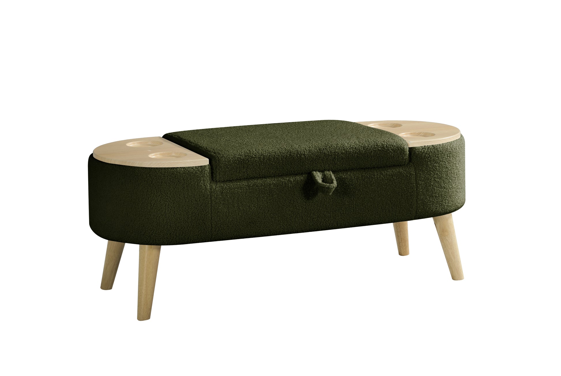 Ottoman Oval Storage Bench 3D Pile Fabric Bench With Large Storage Space For Living Room, Entryway And Bedroom Ingreen Baskets White Primary Living Space Black Eucalyptus Wood Green Step Stools & Step Ladders Cashmere Floral Contemporary Cubby Wool