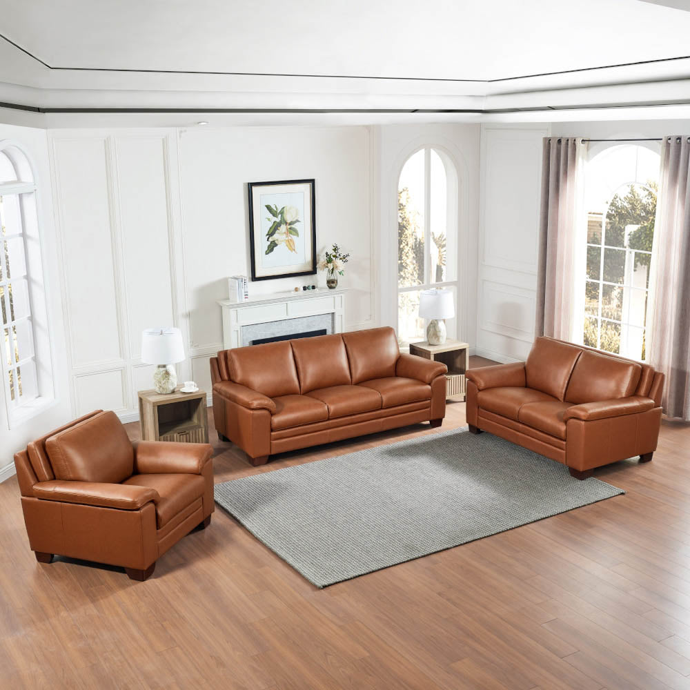 Magnum Leather Sofa Brown Memory Foam Genuine Leather 3 Seat