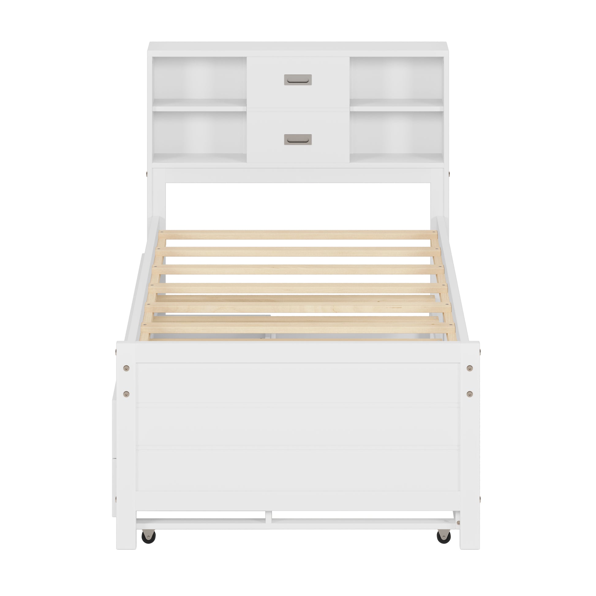 Twin Size Captain Bed With Storage Bookcase Headboard,Captain Bed With Trundle And Three Storage Drawers For Kids Teens Dorm Bedroom Multipurpose Guest Room Or Home, White Box Spring Not Required Twin White Wood Solid Wood Mdf