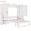 Queen Size Murphy Bed Wall Bed With Closet ,Drawers And Shelves,White Queen White Mdf Lvl