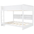 Queen Over Queen Bunk Bed With Storage Cabinets And Usb Ports, White Expected Arrival Time: 10.26 White Solid Wood Mdf