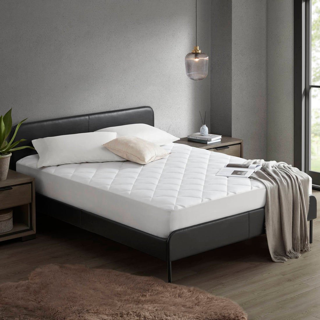 Overfilled Deep Pocket Mattress Pad White Queen White Nylon Queen