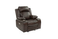 Power Motion Recliner Chair 1Pc Chair Contemporary Brown Color Gelstorage Arms W Cup Holder Living Room Furniture Brown Faux Leather Power Push Button Primary Living Space Cushion Back Contemporary,Modern Pillow Top Arms Metal & Wood