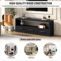 Mirod Stylish Tv Stand With Large Storage,Classic Design With Three Drawers And Spacious Surface,Minimalist Metal Handles,Versatile As Tv Console Or Side Cabinet Black 70 79 Inches Mdf