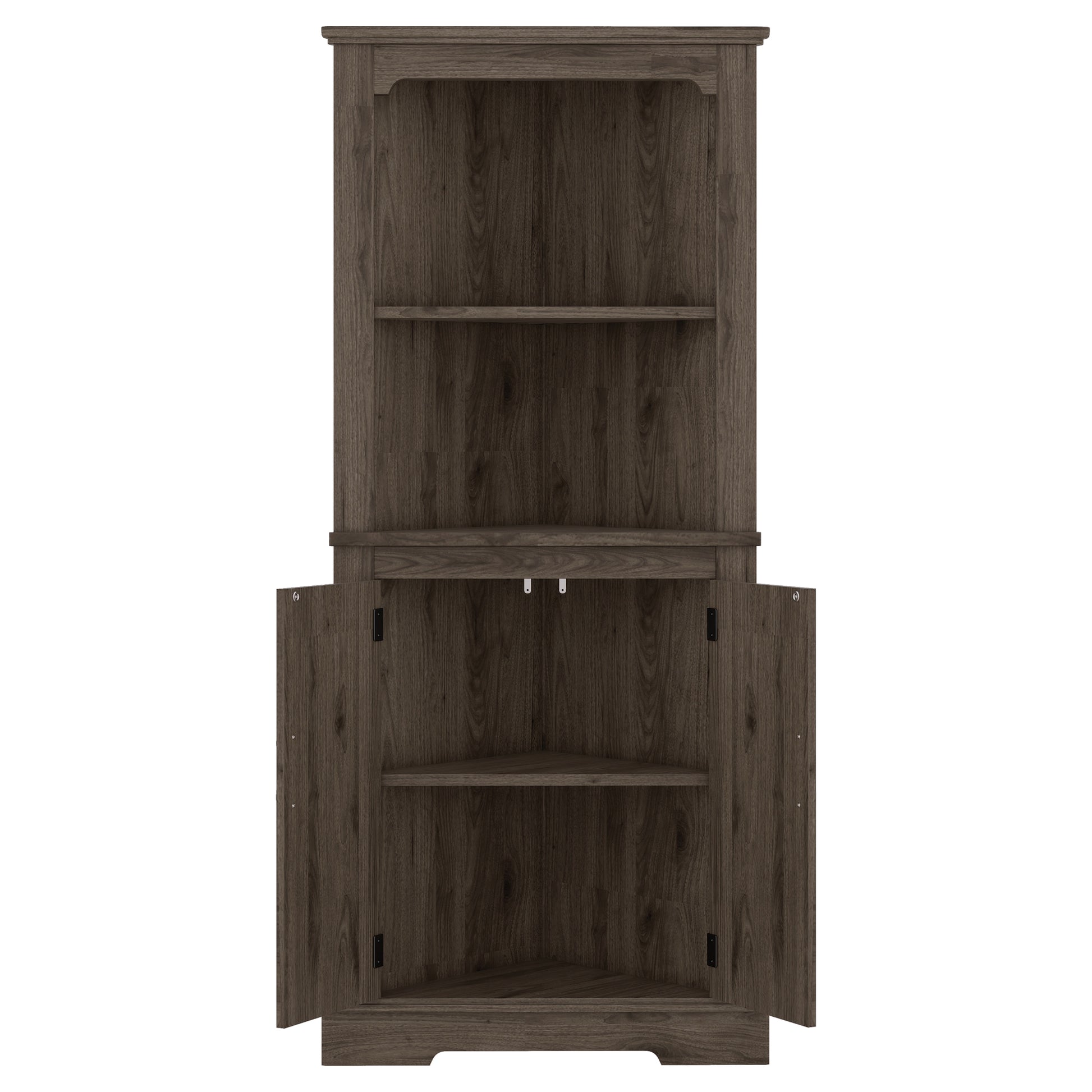 Tall Corner Cabinet With Doors For Living Room, Bathroom,Dining Room Or Kitchen,Color:Dark Walnut Walnut Mdf