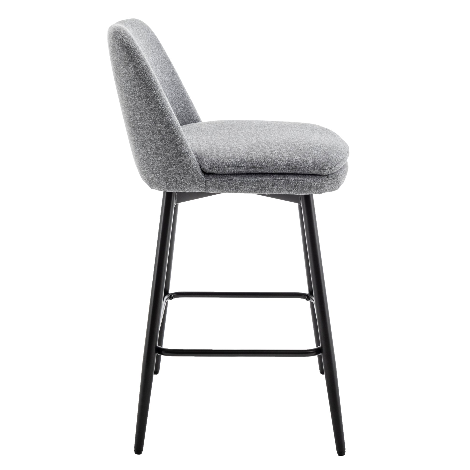 Counter Height Swivel Bar Stools Set Of 2, 360 Swivel Upholstered Barstools With Back And Metal Legs, 25.6" Seat Height,Counter Stools For Kitchen Island And Pub,Linen Cloth,Grey Light Grey Set Of 2 Linen