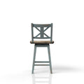 Swivel Counter Stool Aqua Blue Solid Wood Mdf