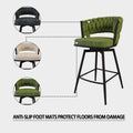 Bar Chair Toweling Woven Bar Stool Set Of 4, Black Legs Barstools No Adjustable Kitchen Island Chairs,360 Swivel Bar Stools Upholstered Counter Stool Arm Chairs With Back Footrest, White White Black Foam Linen