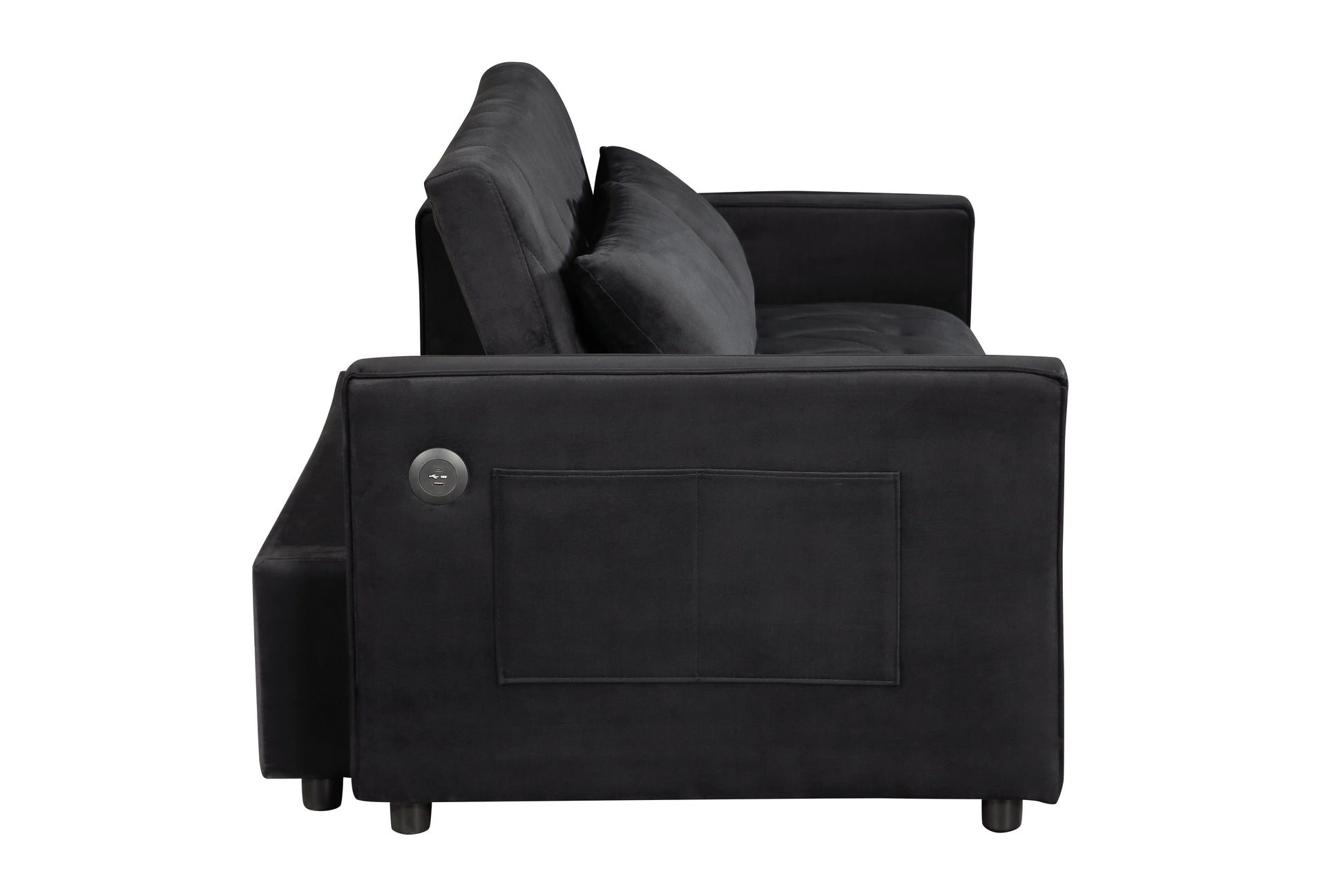 3 In 1 Sleeper Sofa Couch Bed Twin Black Fabric