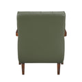 Modern Style Accent Chair Green Leather Upholstered Tufted Detail Walnut Finish Wood Furniture 1Pc Green Primary Living Space Contemporary,Modern Plywood