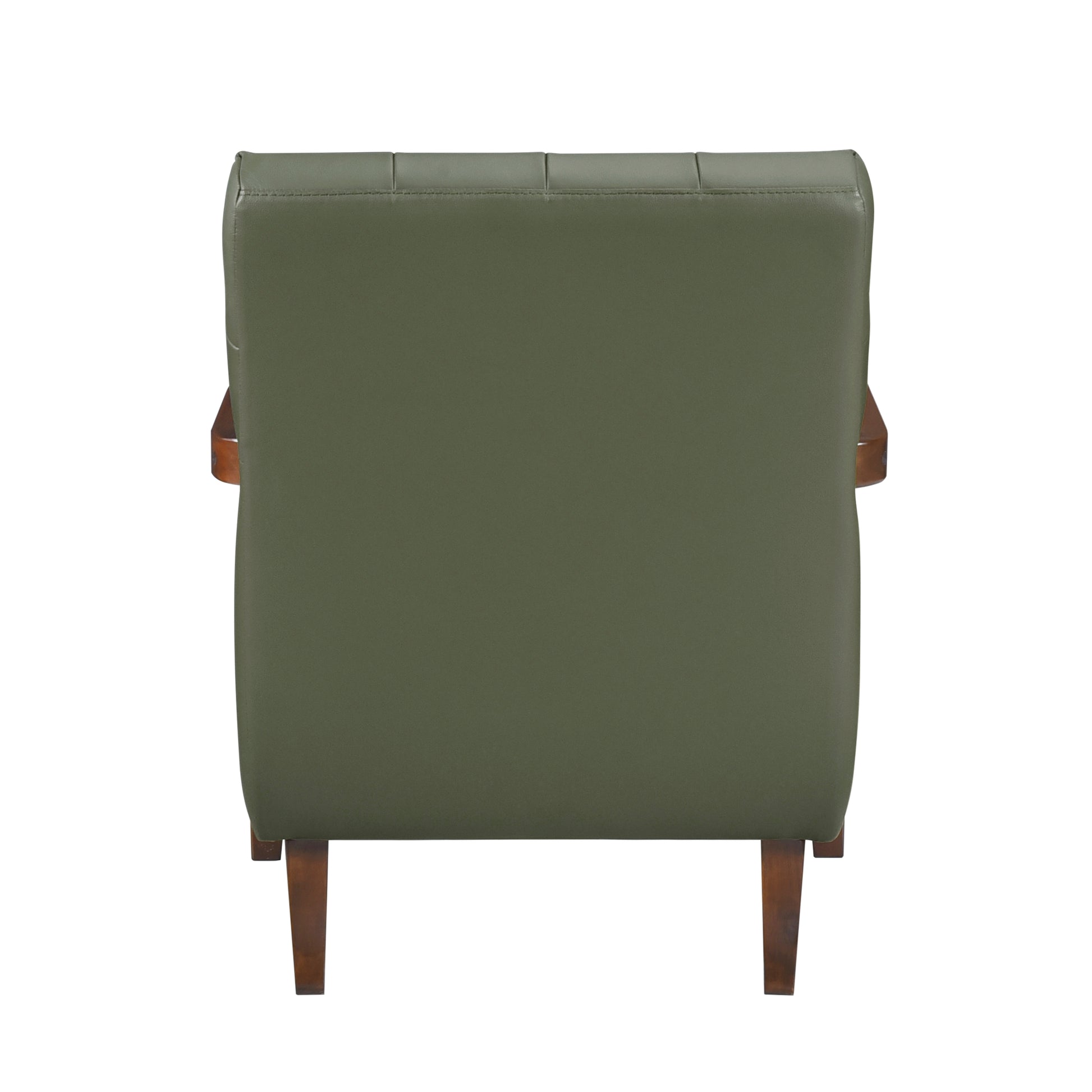 Modern Style Accent Chair Green Leather Upholstered Tufted Detail Walnut Finish Wood Furniture 1Pc Green Primary Living Space Contemporary,Modern Plywood