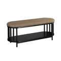 Scandi Upholstered Top Storage Bench With Lower Shelf Black Black Polyurethane Foam Mdf