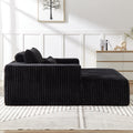 75 Inch Corduroy Sponge Sofa Lounge Chair With Removable Footrest,No Assembly Required,Fluffy Modern Sleeper Chair For Indoor Living Room Bedroom Black Foam Corduroy 1 Seat