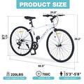 Shimano 7 Speed Hybrid Bike Aluminum Alloy Frame C Brake 700C Road Bike For Men Women'S City Bicycle White Aluminium Alloy