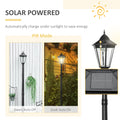 Outsunny 8' Solar Lamp Post Light, Waterproof Aluminum, Motion Activated Sensor Pir, Automatic Outdoor Vintage Street Lamp For Garden, Lawn, Pathway, Driveway, Black Black Aluminum