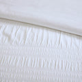 4 Piece Cotton Seersucker Duvet Cover Set King White Cotton