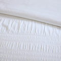 4 Piece Cotton Seersucker Duvet Cover Set Queen White Cotton