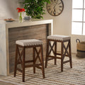 Saddle Barstool Beige Rubber Wood