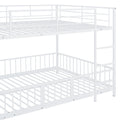 Full Over Full Size Metal Bunk Bed With Slide And Guardrails, White Full White Metal