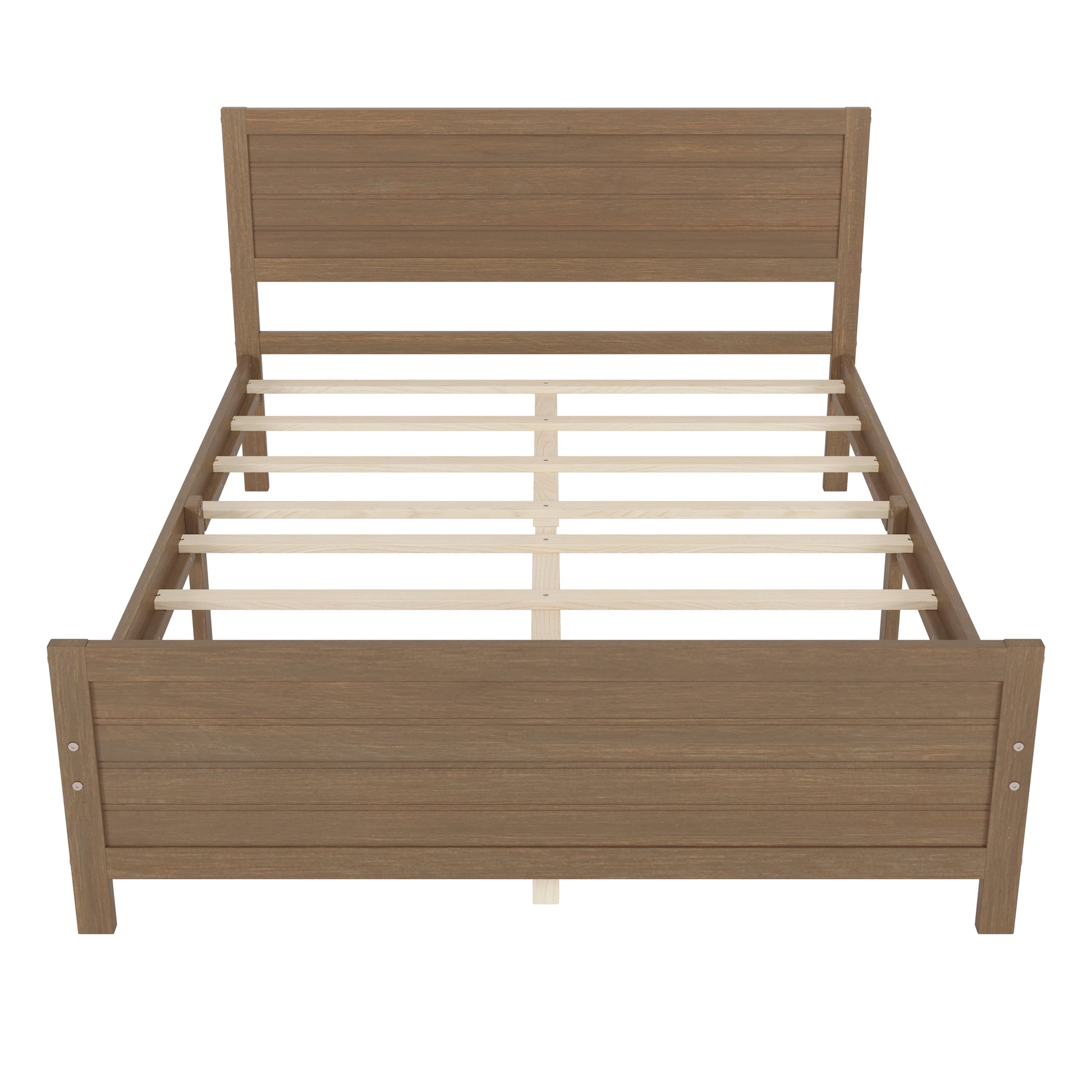 Wood Platform Bed Frame With Headboard, Mattress Foundation With Wood Slat Support, No Box Spring Needed, Queen Size, Walnut Box Spring Not Required Queen Walnut Wood Solid Wood Mdf