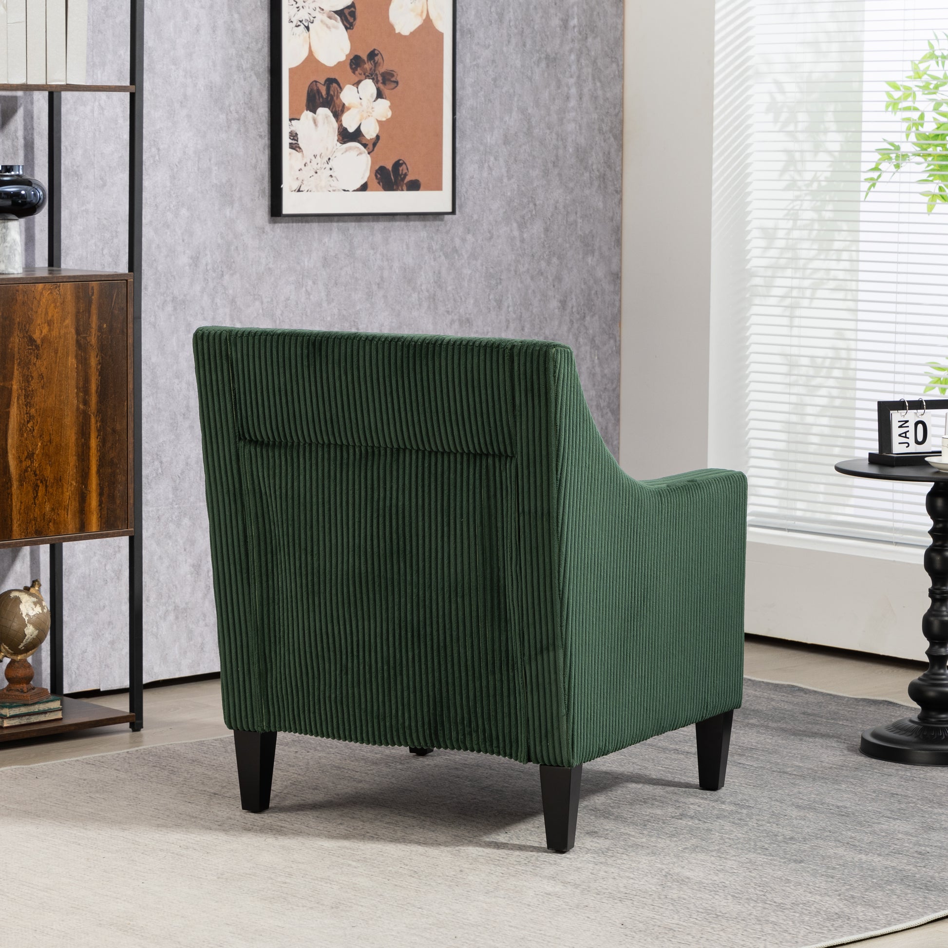 Coolmore Modern Accent Chair,Upholstered Armchair With Scooped Arms For Bedroom,Apartment,Studio,Office,Waiting Room Emerald Corduroy Emerald Primary Living Space Foam Corduroy