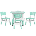 Qaba Kids Table And Chair Set, Height Adjustable 5 Piece Toddler Table And Chair Set With Storage Box, Easy To Wipe Activity Table With 4 Chairs For Ages 18 Months 5 Years, Green Green Mdf Metal