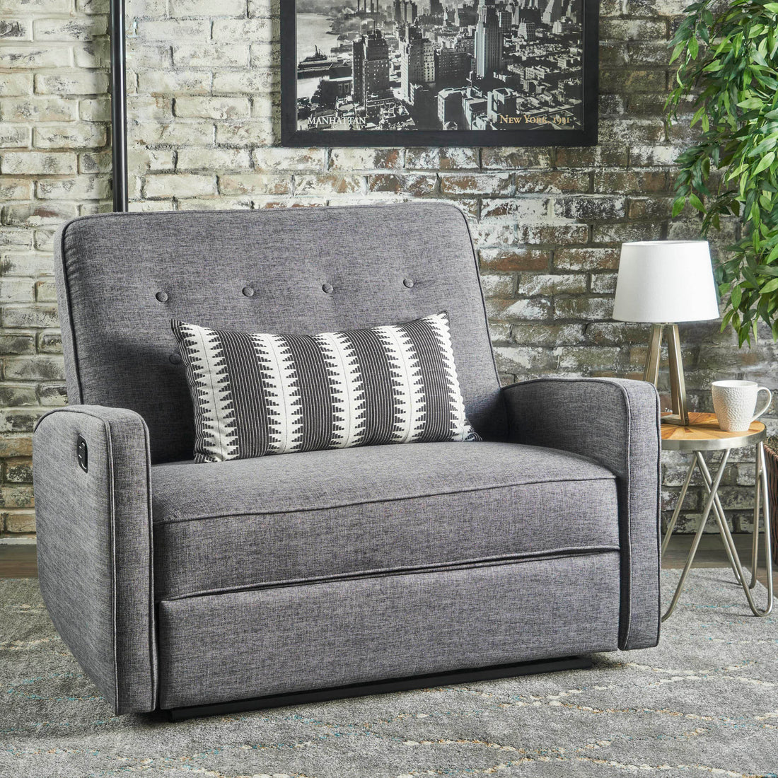 47" Wide Manual Standard Recliner Gray Fabric