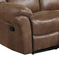 Betty 65 Inch Power Reclining Loveseat Chair, Pull Tab Mechanism, Brown Brown Fabric Metal